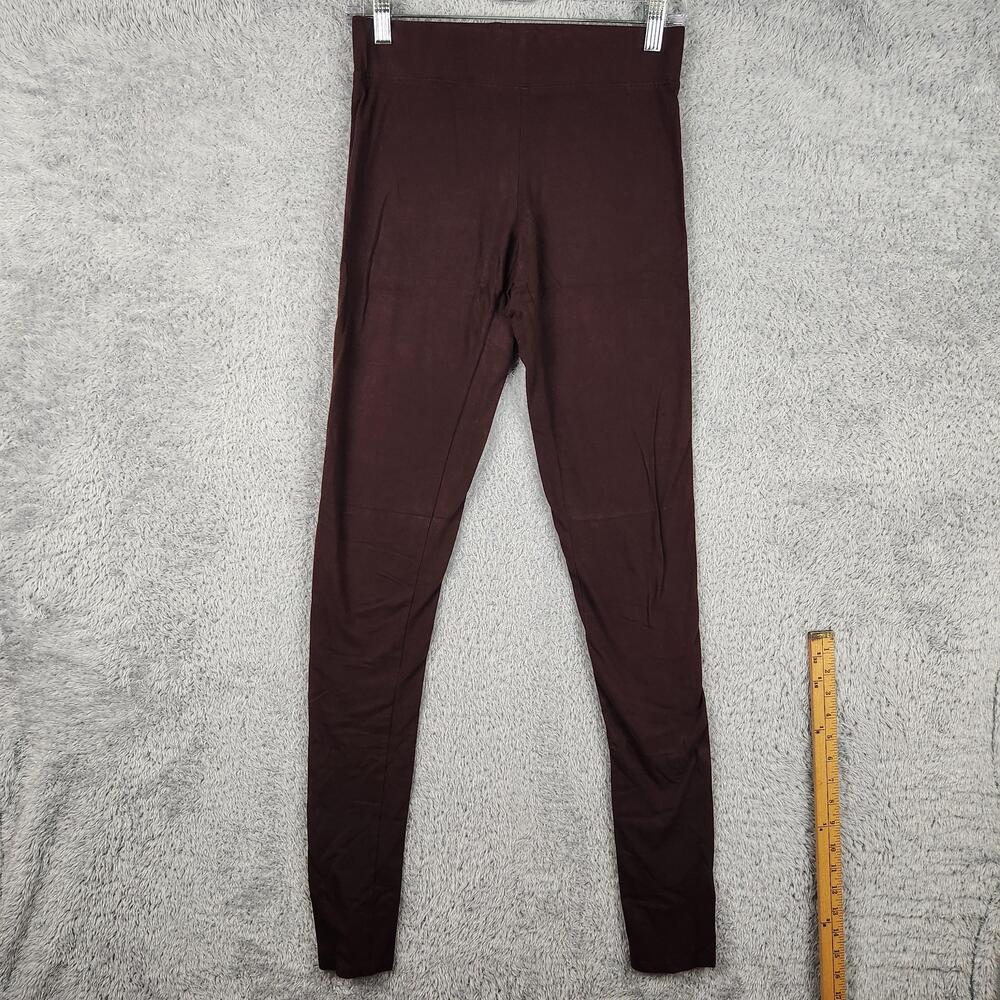 Vintage 90s Leggings Womens Small Tall Brown High Rise Stretch Ankle USA Retro - Picture 1 of 13